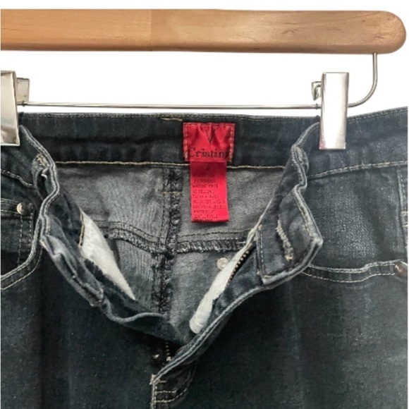 V Cristina Light Wash Cargo Jeans Straight Leg Side Pockets Distressed Detail - Picture 4 of 7